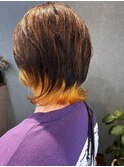 イエローインナーカラー/インナーカラー/イヤリングカラー/