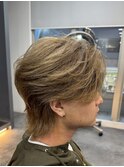 韓国へアカルマパーマワックスなしセンターパート黒髪ウルフ