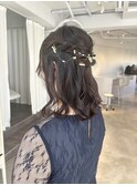 結婚式お呼ばれハーフアップアレンジ