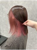 ハイトーンブリーチインナーカラーピンクダブルカラー成増