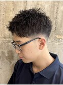 メンズショートボックスショート束感ショートザクザクスタイル
