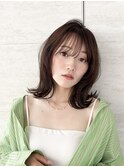 ミルクグレージュ/くびれレイヤーボブ/韓国巻き/顔周りカット