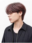 シースルーマッシュウルフニュアンスパーマ赤髪ワインレッド