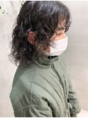 ミディアムウルフ、くるくるパーマ、スパイラルパーマ