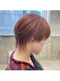 ピンクカラーのショートウルフカット【ケアブリーチ】