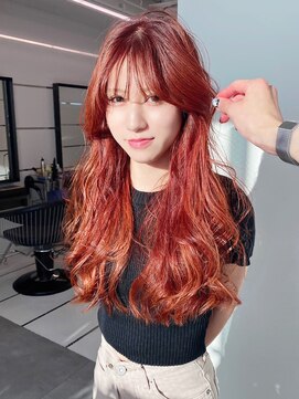 ギグスダブル 栄店(gigs double) ロングレイヤー/アプリコットレッド