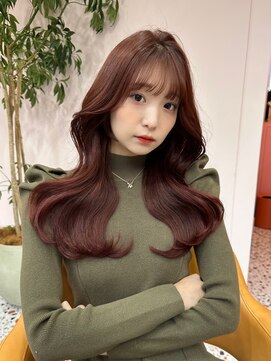 ボタン シブヤ(VOTAN SHIBUYA) 韓国ヘア/くびれヘア/前髪あり/顔まわりカット/ピンクブラウン