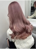 6912ニュアンスカラーホワイトピンク波巻きミルクティーピンク