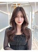 大人可愛い韓国レイヤー　くびれヘア顔まわり2waybang韓国ヘア