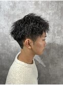 ベリーショート/ダークアッシュ/ニュアンスパーマ/韓国マッシュ
