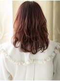 □チェリーブラウン波巻き小顔デジタルパーマ711上尾20代30代
