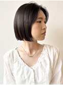 【morio松戸 石山】大人可愛い黒髪ナチュラルボブセンターパート