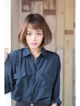 アボヘアー(Abo hair) 赤み消しカラー顔周りカットマッシュ フェミニン結べるボブ