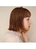 透明感暖色カラー×束感ミディ×シースルー×フレンチガーリー
