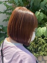 マイン(MINe) 暖色系カラー オレンジブラウン 切りっぱなしボブ