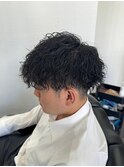 ダークアッシュ/アッシュブラック/カルマパーマ/ベリーショート
