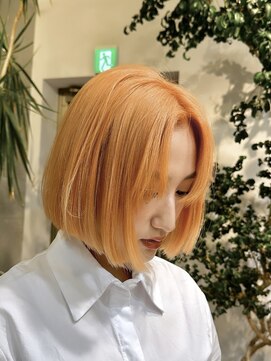 ヲタク(wotaku.) オレンジカラーオレンジベージュハイトーンダブルカラーブリーチ