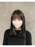 レイヤーカットミディアムレイヤーブルーブラック黒髪暗髪