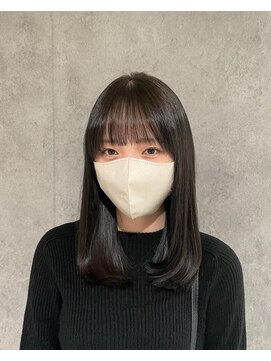 エアー 青山(AIR) レイヤーカットミディアムレイヤーブルーブラック黒髪暗髪