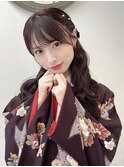 袴着付けハーフアップハーフツインヘア