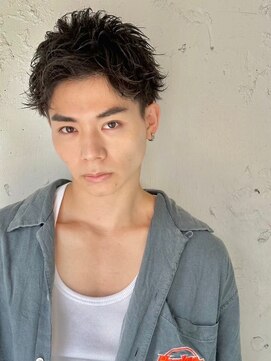 ロミーオム 本厚木(ROMMY. Homme) 刈り上げツーブロックアップバングショートパーマメンズヘア