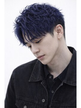 ヘアールーム アート(hair room a to by NYNY) ネイビーアッシュ×ワンカール波巻きミックス