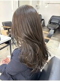 オリーブベージュオリーブグレージュ透明感レイヤーカット韓国風