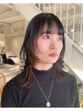 グリーン(green) インナーカラー×ウルフ