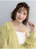 三軒茶屋_レディース_ミディアム_ブラウン_ボブ_ヘアアレンジ_