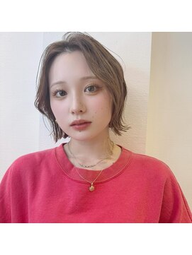 ロンドアベニール 北千住(Lond avenir) 切りっぱなしボブ　美髪縮毛矯正　ピンクベージュ　北千住