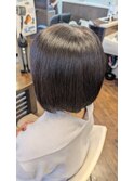 ミディアムヘアハイライトウルフカット小顔レイヤーボブワンレン