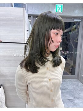 ザ パス 大名店(the path) ブリーチなしWカラーで作るオリーブベージュ＋レイヤーカット