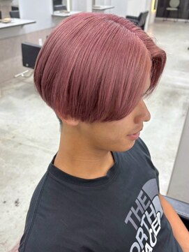 ロイオブジゼル(roi of GiseL) ショート ハイトーン ブリーチ ダブルカラー ピンク 刈り上げ