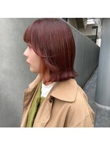 シュガー ヘアアンドネイル 仙台(SUGAR)&nbsp;ぷつっとボブ×オレンジ イヤリングカラー♪