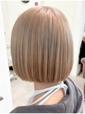 ボブカットベージュブラウンカラーダブルカラー