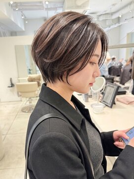 ラミ(L'ami) 【東 純平】ダークブラウン 丸み レイヤーショートボブ