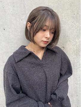 ノラギンザユー(NORA GINZA/U) ミニボブハイライトベージュグレージュ顔まわりカット透明感