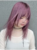 ピンクパープル / ハイトーンカラー / 外ハネボブ / 群馬太田
