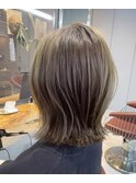 20代30代春色レイヤーボブ◎透明感オリーブベージュ×くびれ小顔
