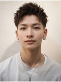 ワイルドパーマスパイキーショートルーズショートパーマメンズ