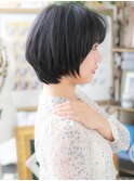 ★アッシュブラック美髪前下がりボブショート20代30代40代★8