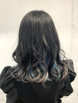 スタンス(stance) ホワイトピンク×スカイブルーのインナーで遊ばせセミロング♪