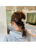 20代30代大人可愛いお呼ばれスタイル編みおろしグレージュ