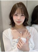 グレージュ/結べる長さのボブ/顔周り/レイヤーウルフカット0913