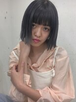 ブルーフェーセス 表参道(blue faces) 『blue faces』ネイビーグレーグラデーション×切りっぱなしボブ