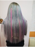 シルバーベース、2色メッシュ入れ♪