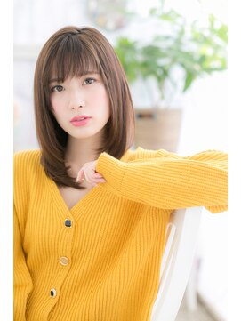 ミック ヘアアンドメイク アップ 駒込店(miq Hair&Make up) シースルー前髪ビターショコラ小顔ミディアムレイヤーb1