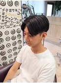 前下りセンターパート×リバースパーマ