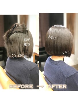 ラブクロムトーキョー オモテサンドウ(LOVECHROME OMOTESANDO) 黒髪マチルダボブ薄め/髪質改善縮毛矯正ラブクロム表参道