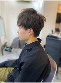 MEN’S HAIR マッシュパーマのアッシュブラック